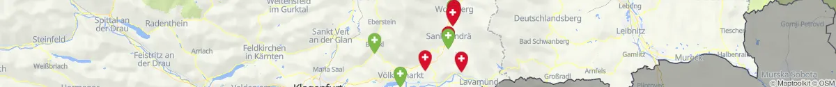 Kartenansicht für Apotheken-Notdienste in der Nähe von Sankt Andrä (Wolfsberg, Kärnten)